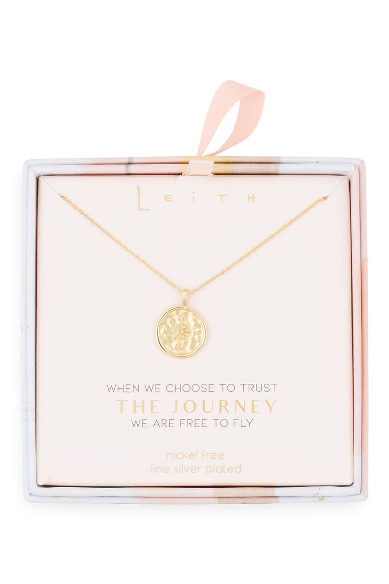 Compass Disc Pendant Necklace, Main, color, GOLD