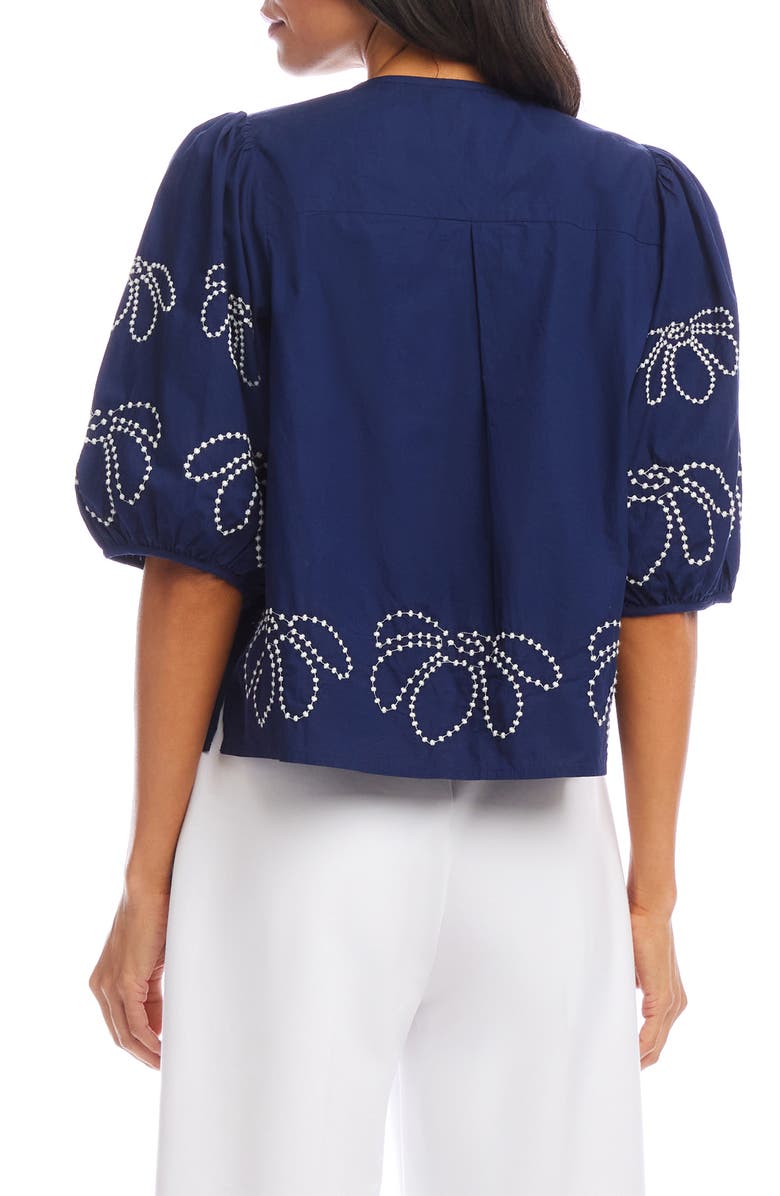 Karen Kane Embroidered Puff Sleeve Shirt, Alternate, color, 