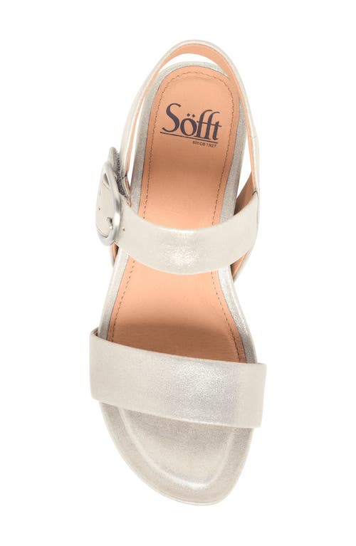 Söfft Vaya Ankle Strap Wedge Sandal In Silver/stone