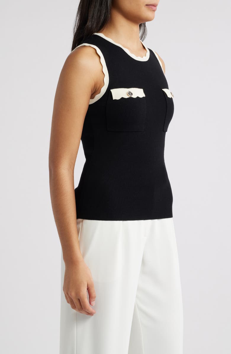 ZOE AND CLAIRE Scallop Trim Sleeveless Sweater, Alternate, color, 