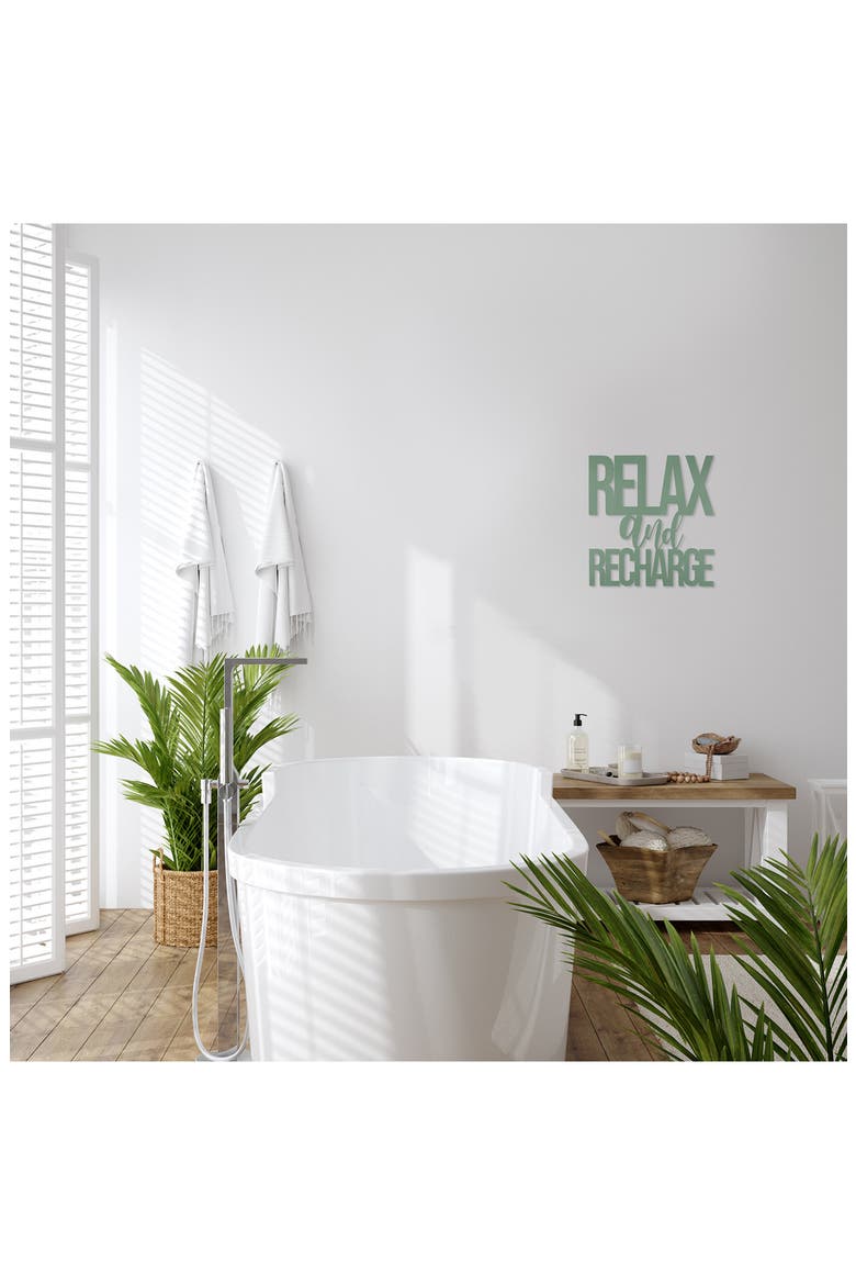 Relax & Recharge Metal Wall Art, Alternate, color, GREEN