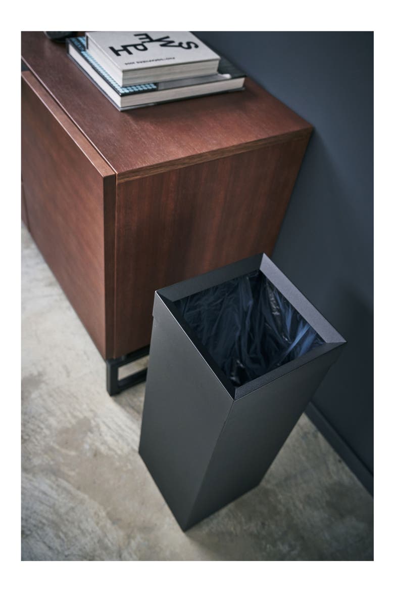 Tall Trash Can, Alternate, color, BLACK