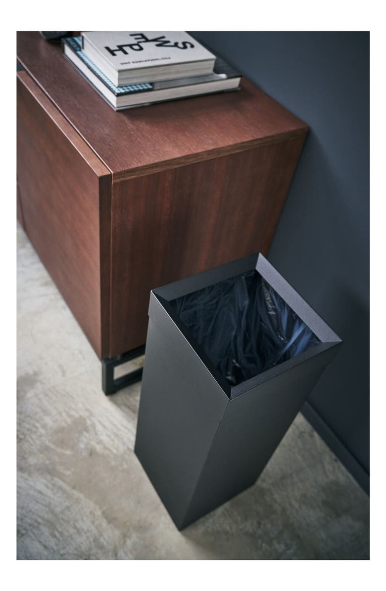 Yamazaki Tall Trash Can, Alternate, color, Black