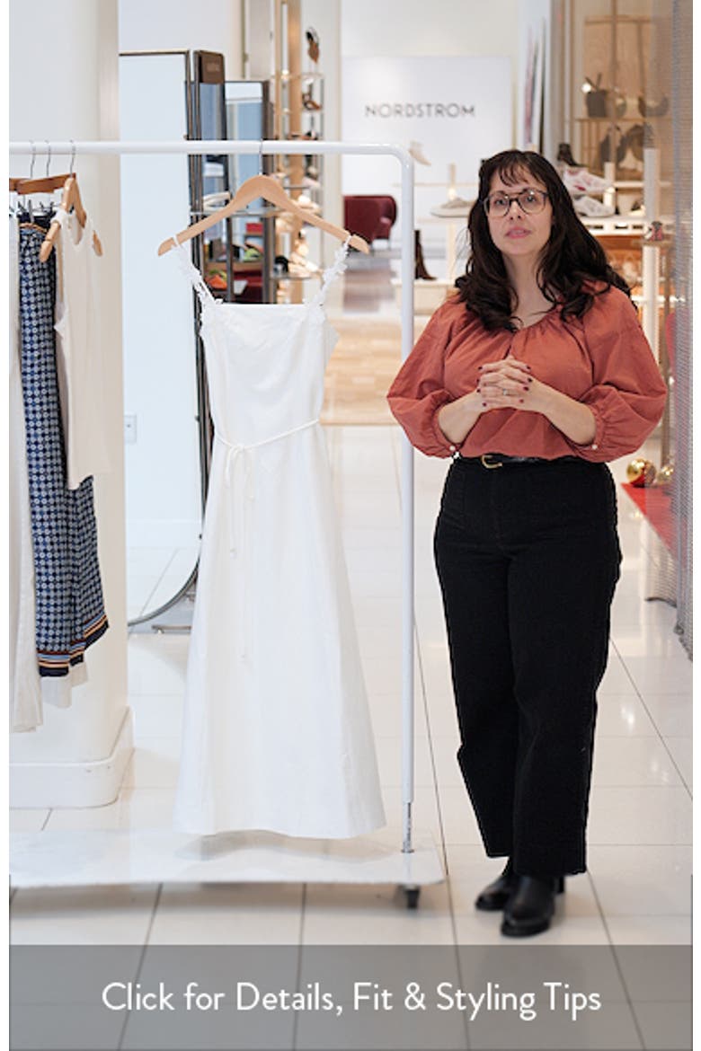 Rosette Floral Appliqué Linen Blend Fit & Flare Dress video