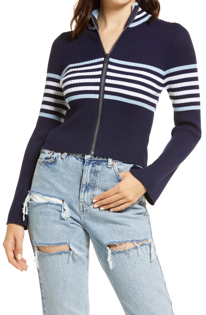 CALI BE Zip Front Crop Sweater, Main, color, 
