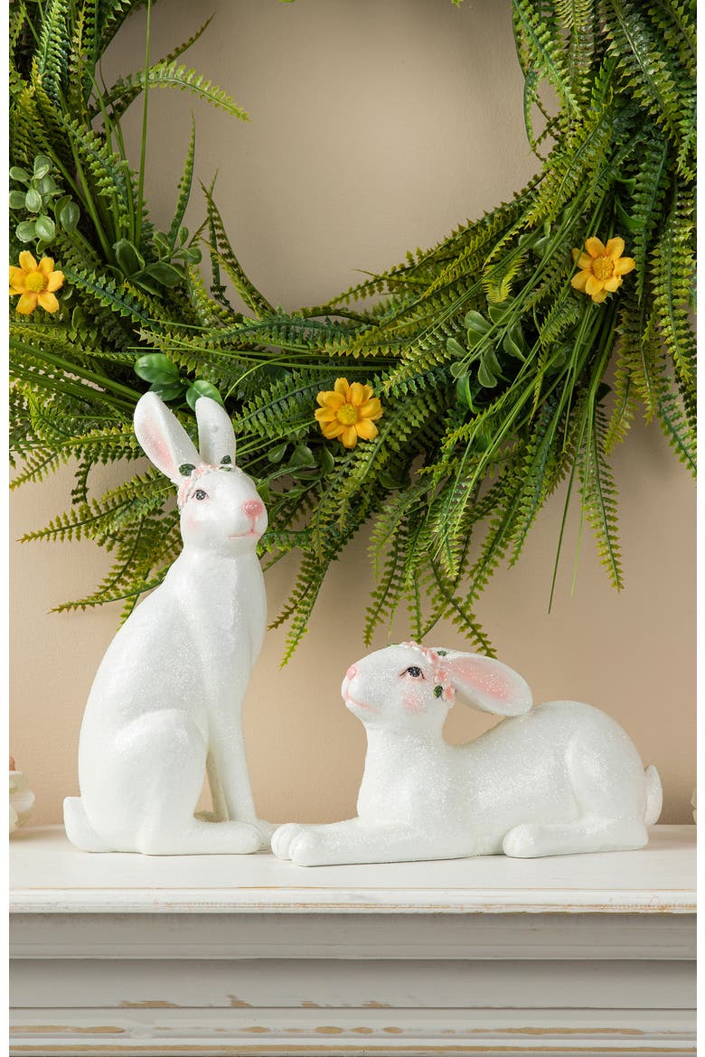 Set of 2 Easter Resin Bunny Table Decor, Alternate, color, White