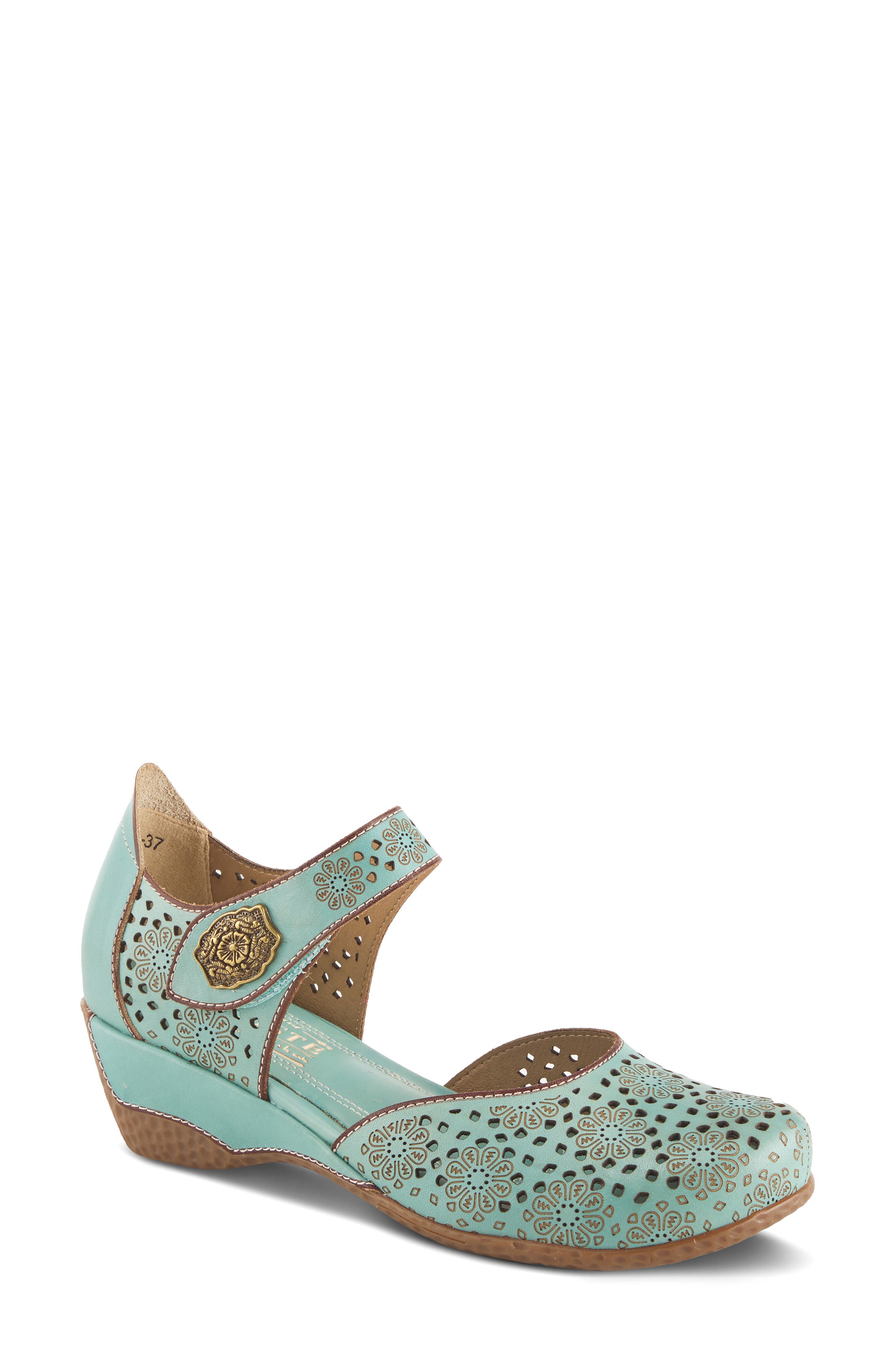 L'Artiste by Spring Step Americana Ankle Strap Clog, Main, color, Sky Blue