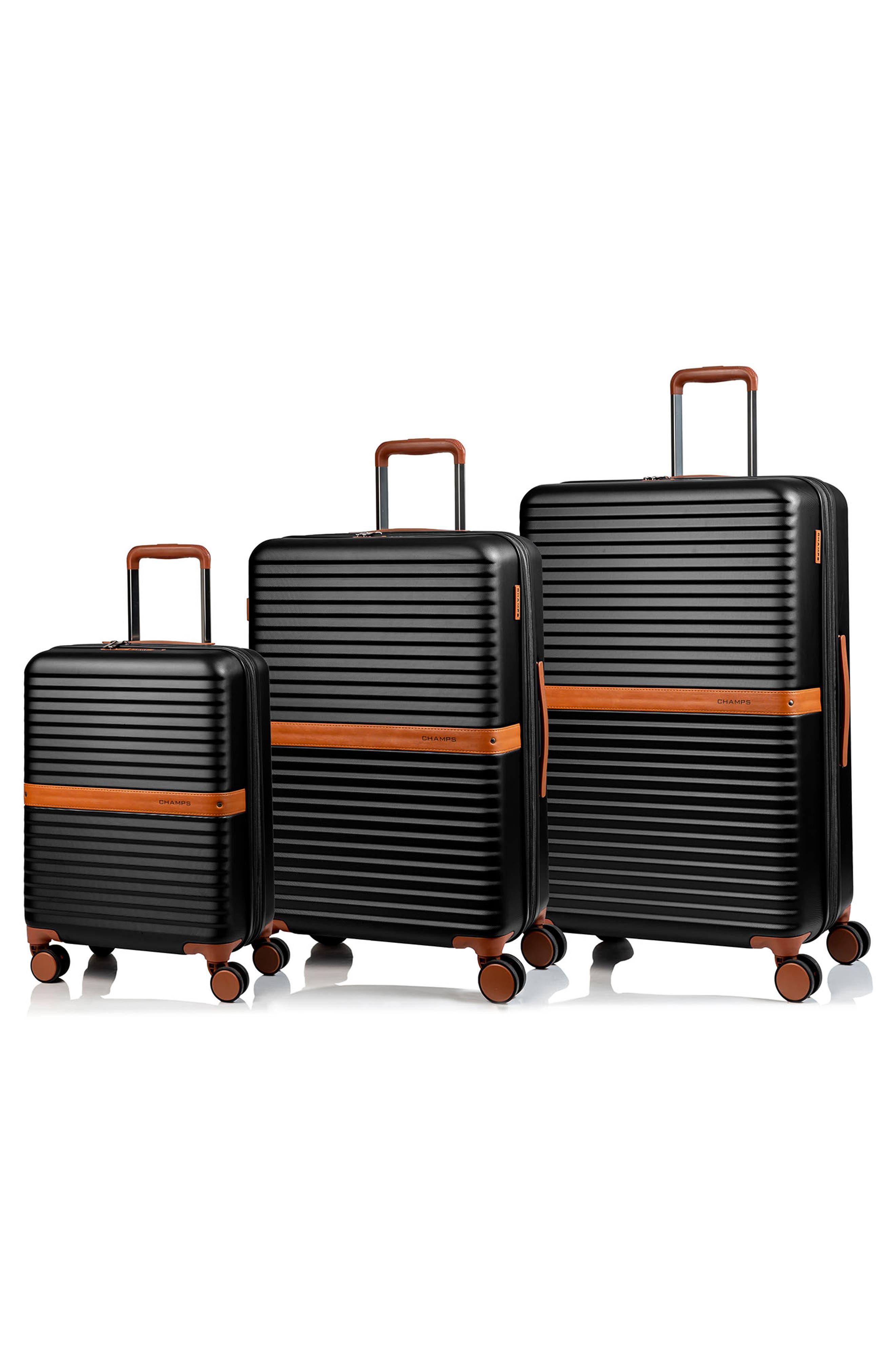 CHAMPS Vintage II 3-Piece Wheeled Luggage Set, Alternate, color, Black