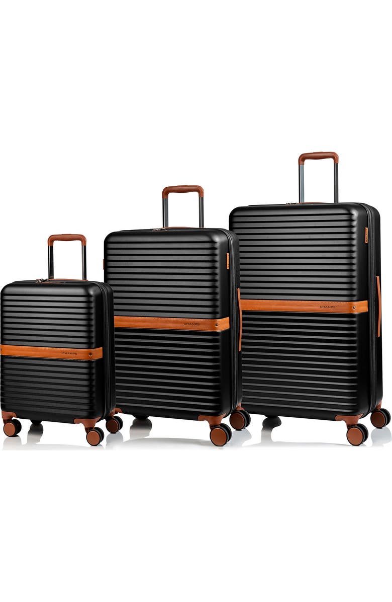 CHAMPS Vintage II 3-Piece Wheeled Luggage Set, Alternate, color, Black