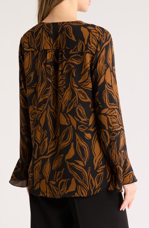 T Tahari Long Sleeve Button-up Top In Multi