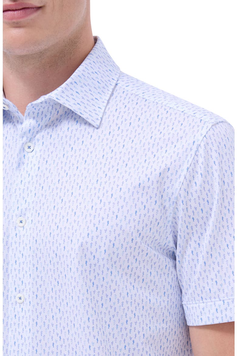 Miles OoohCotton® Cactus Print Short Sleeve Button-Up Shirt, Alternate, color, WHITE