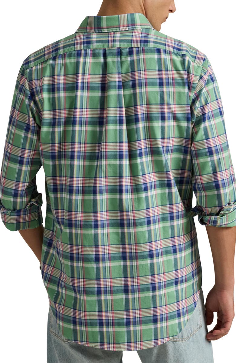 Polo Ralph Lauren Classic Fit Plaid Cotton Button-Down Oxford Shirt, Alternate, color, 7060C Green Pink Multi
