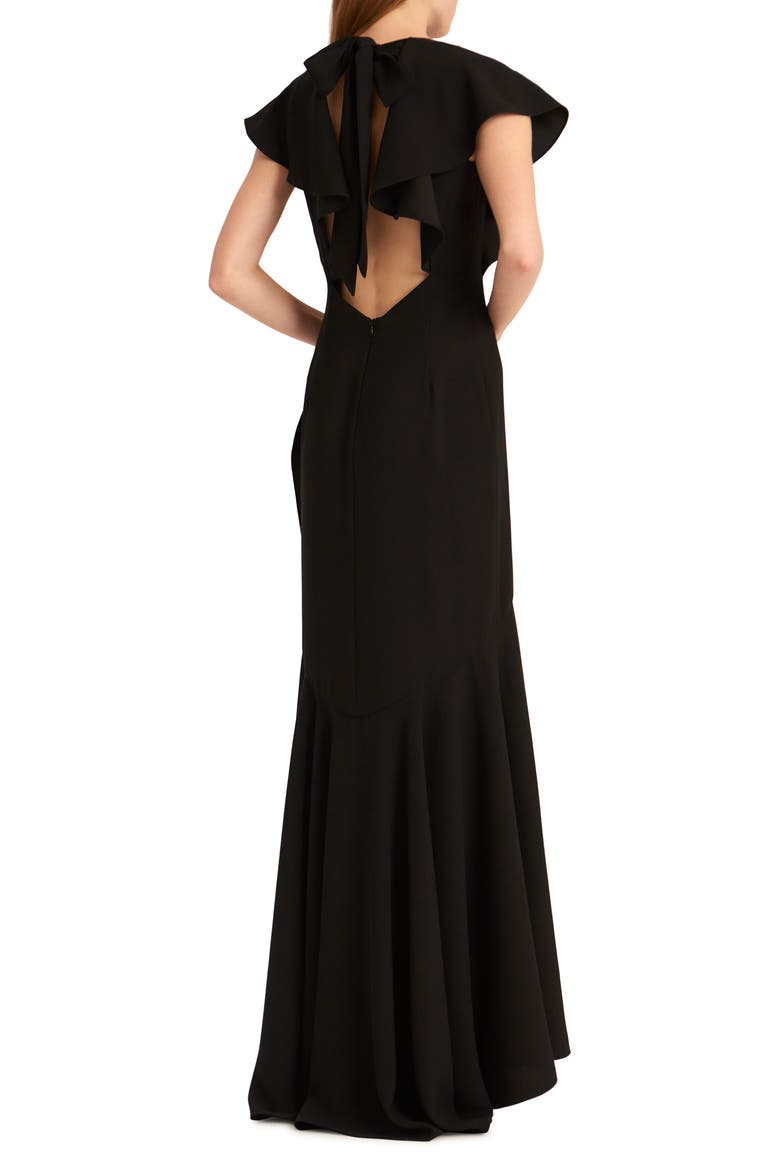Open Back Satin Crepe Evening Gown, Alternate, color, JET