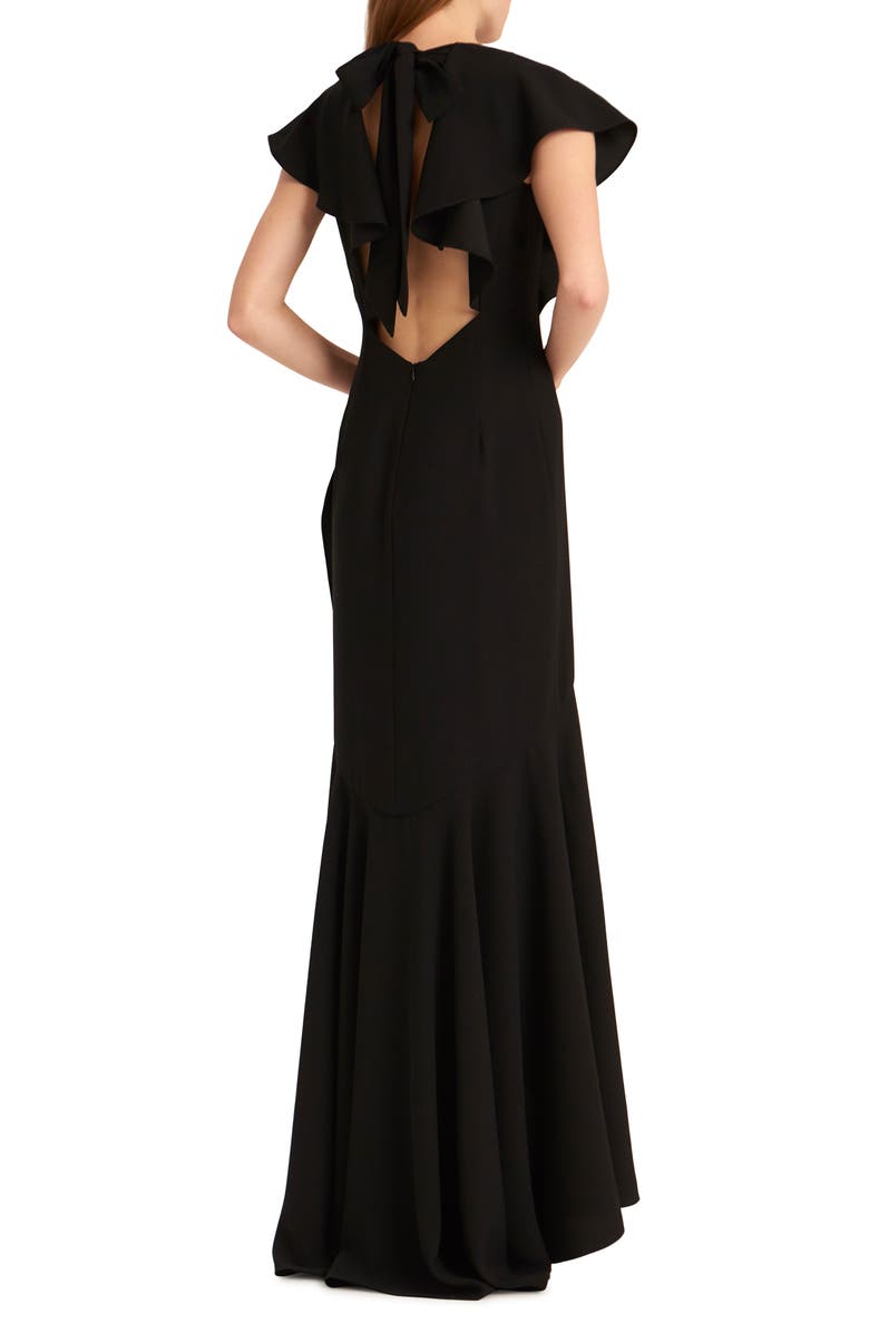 ML Monique Lhuillier Open Back Satin Crepe Evening Gown, Alternate, color,