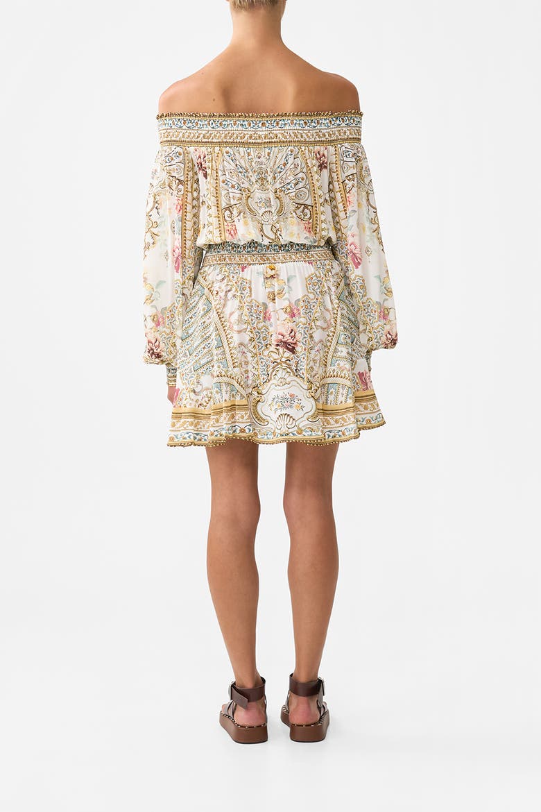 Off Shoulder Short Dress Ottoman Dynasty, Alternate, color, Ottoman Dynasty