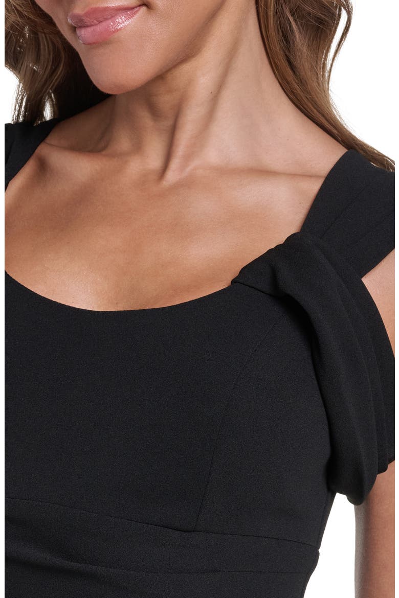 Drape Detail Stretch Crepe Mermaid Gown, Alternate, color, BLACK