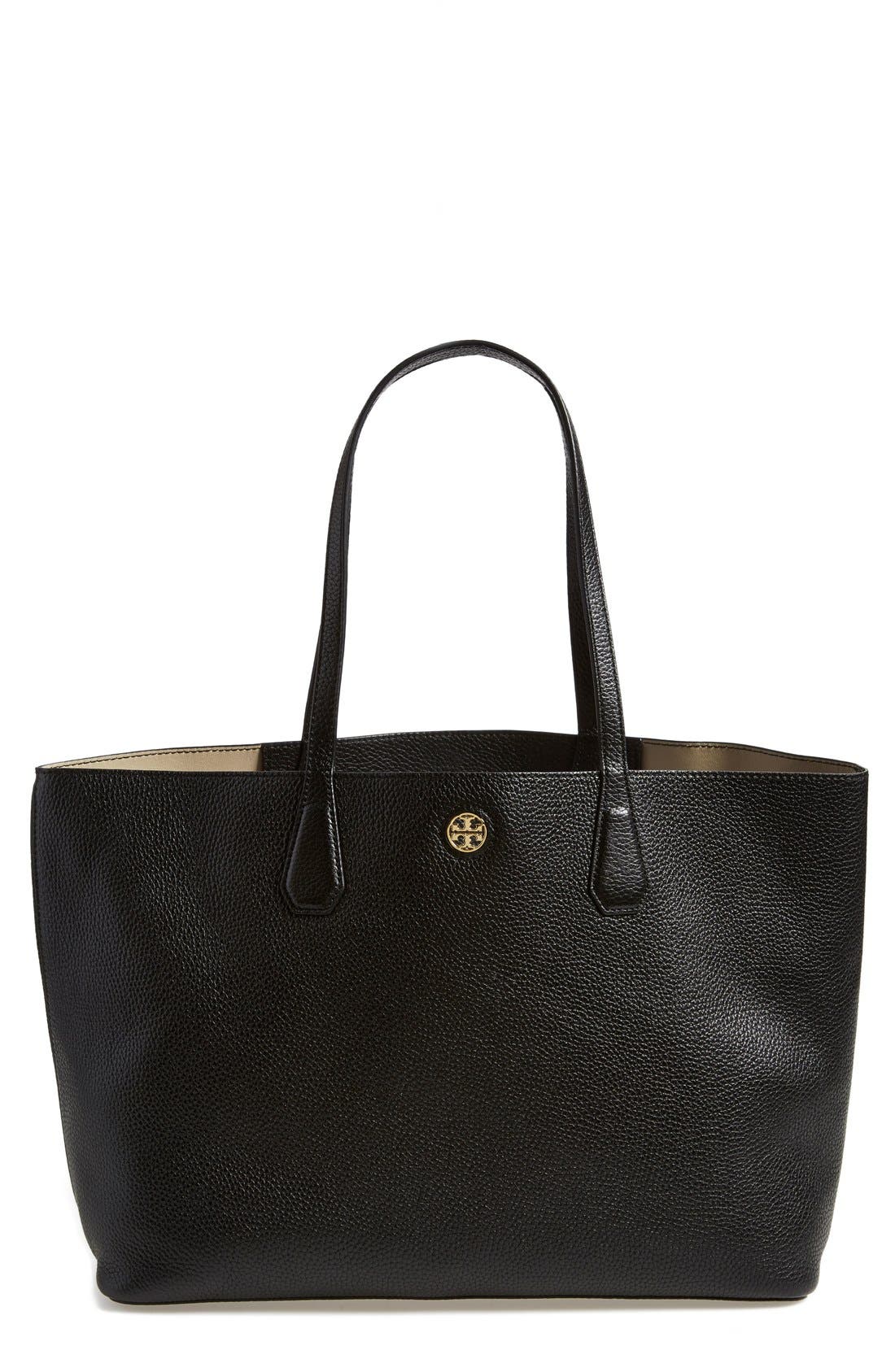 Tory Burch 'Perry' Leather Tote, Main, color, 