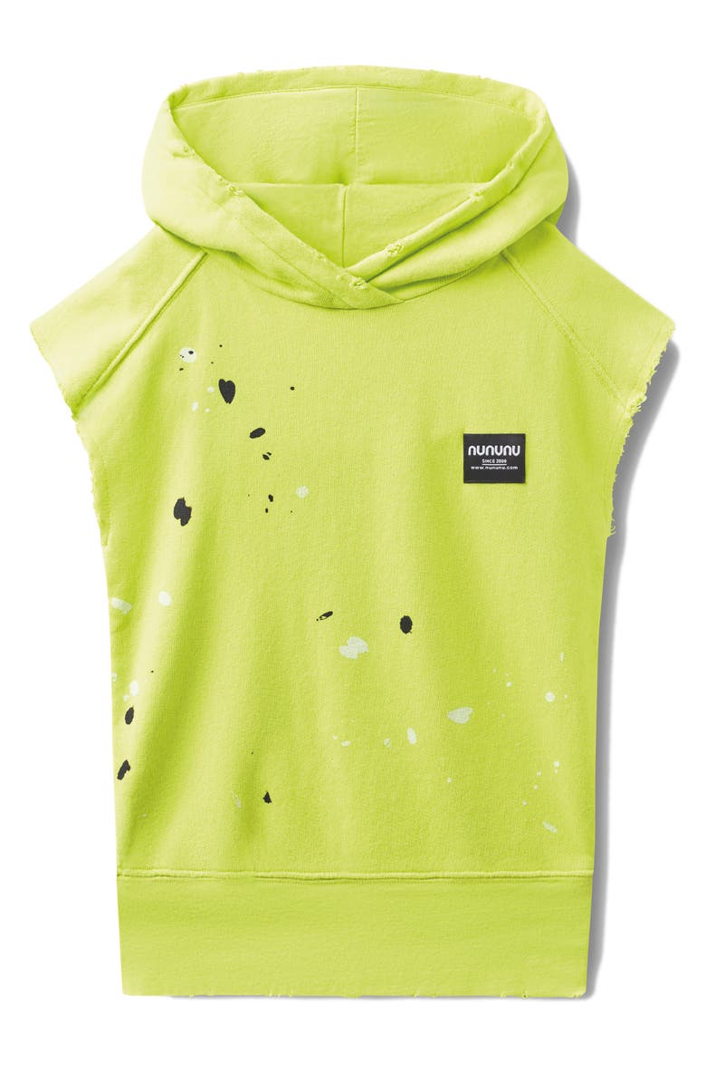 Nununu Kids' Mono Splash Sleeveless Cotton Hoodie, Main, color, Hot Lime