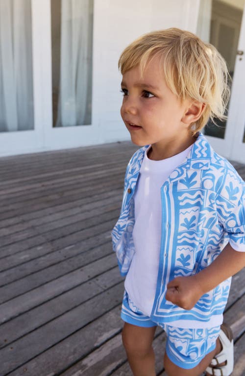 NEXT NEXT KIDS' TILE PRINT BUTTON-UP SHIRT & SHORTS SET 