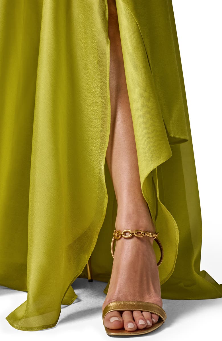 Donna Karan New York Strapless Ruffle Gown, Alternate, color, Summer Citrus