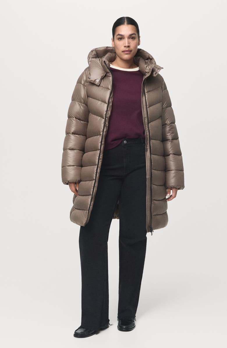 MANGO Quilted Puffer Coat, Alternate, color, Medium Brown