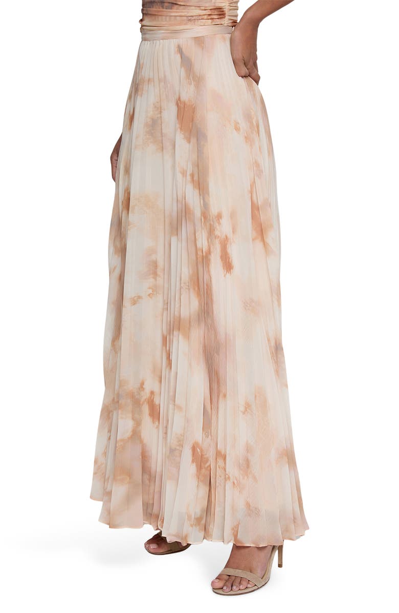 L'AGENCE Torin Pleated Maxi Skirt, Alternate, color, Frappe Multi Tie Dye