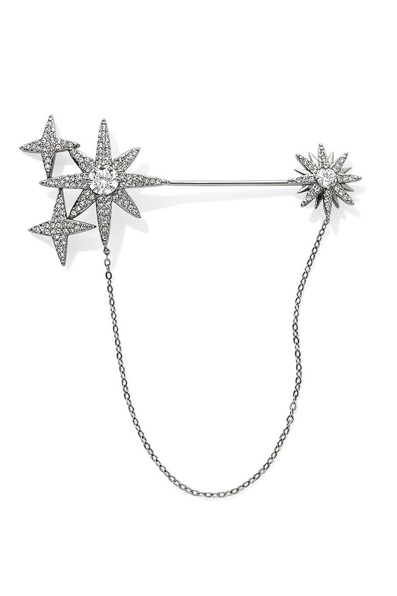 Stardust Cubic Zirconia Brooch, Alternate, color, BLACK