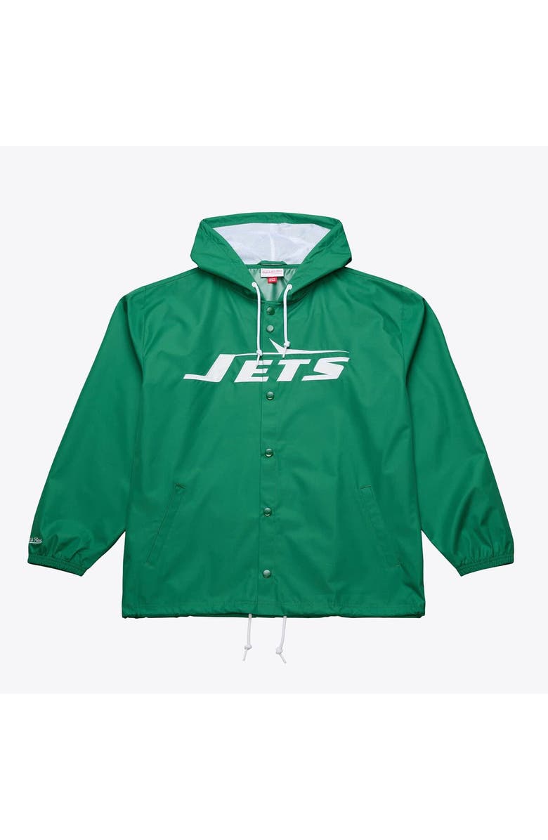 Mitchell & Ness Men's Mitchell & Ness Green New York Jets Coaches Full-Snap Hooded Windbreaker Jacket, Main, color, Green