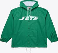Mitchell & Ness Men's Mitchell & Ness Green New York Jets Coaches Full-Snap Hooded Windbreaker Jacket