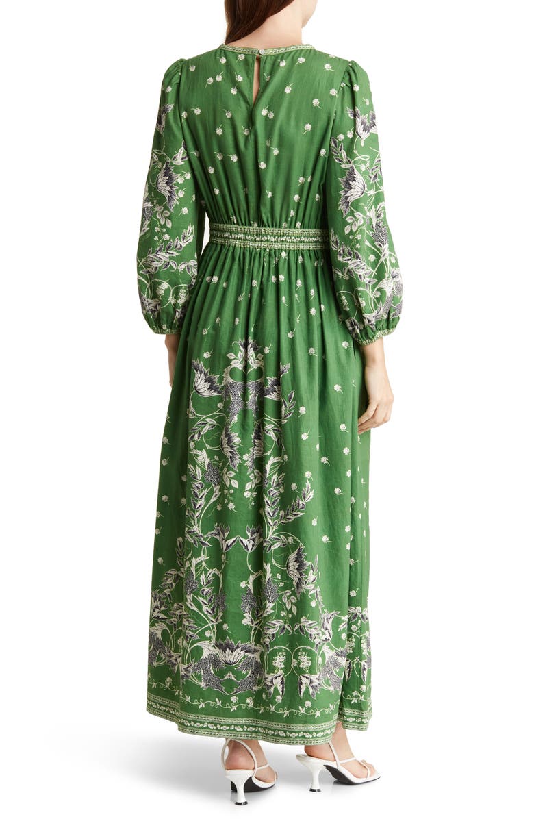 MAX STUDIO Floral Long Sleeve Linen Blend Maxi Dress, Alternate, color, 