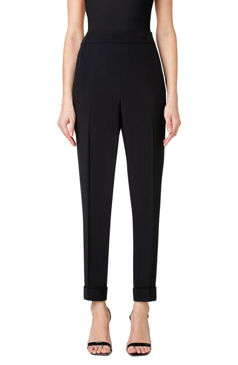Akris Chris Crepe Ankle Pants, Main, color, Black