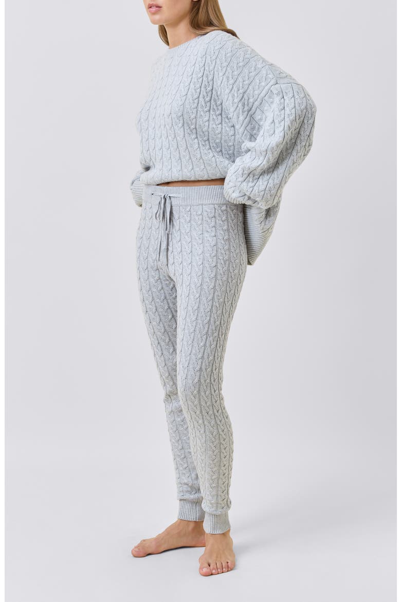Cable Knit Pajama Pants, Alternate, color, GREY