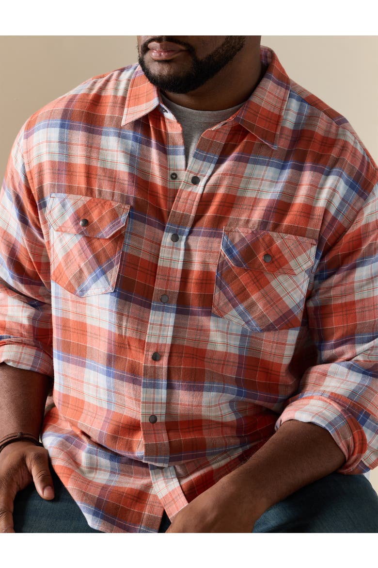 Big & Tall Large Plaid Flannel Sport Shirt V3, Alternate, color, RED ORANGE