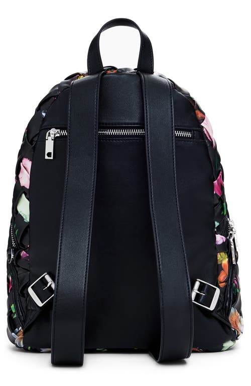 Desigual Mini Floral Woven Faux Leather Backpack