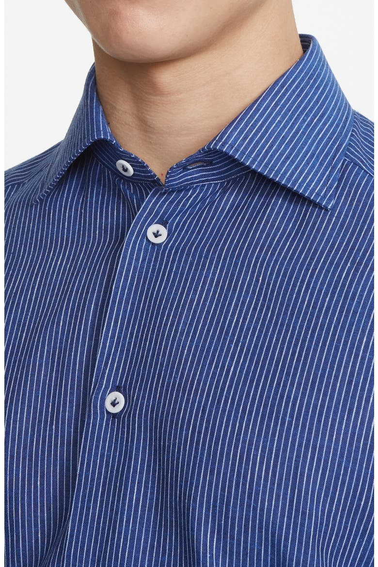 Abbott Linen Blend Button-Up Shirt, Alternate, color, BLUE