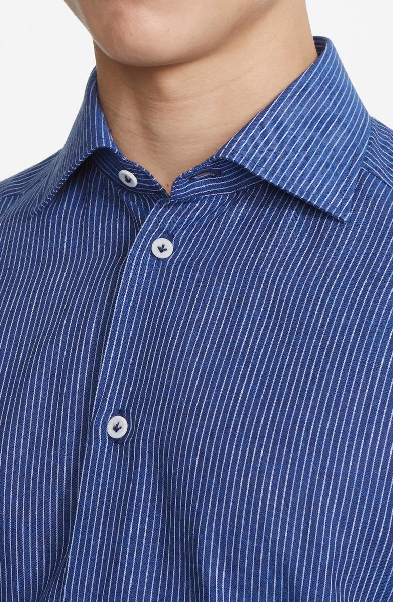 Jack Victor Abbott Linen Blend Button-Up Shirt, Alternate, color, Blue