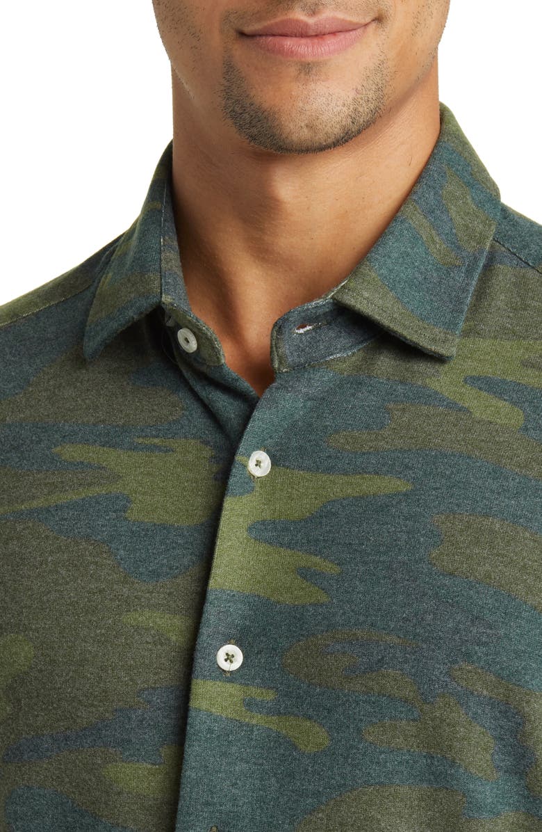 Stone Rose Camo Wrinkle Resistant Tech Fleece Button-Up Shirt, Alternate, color, 