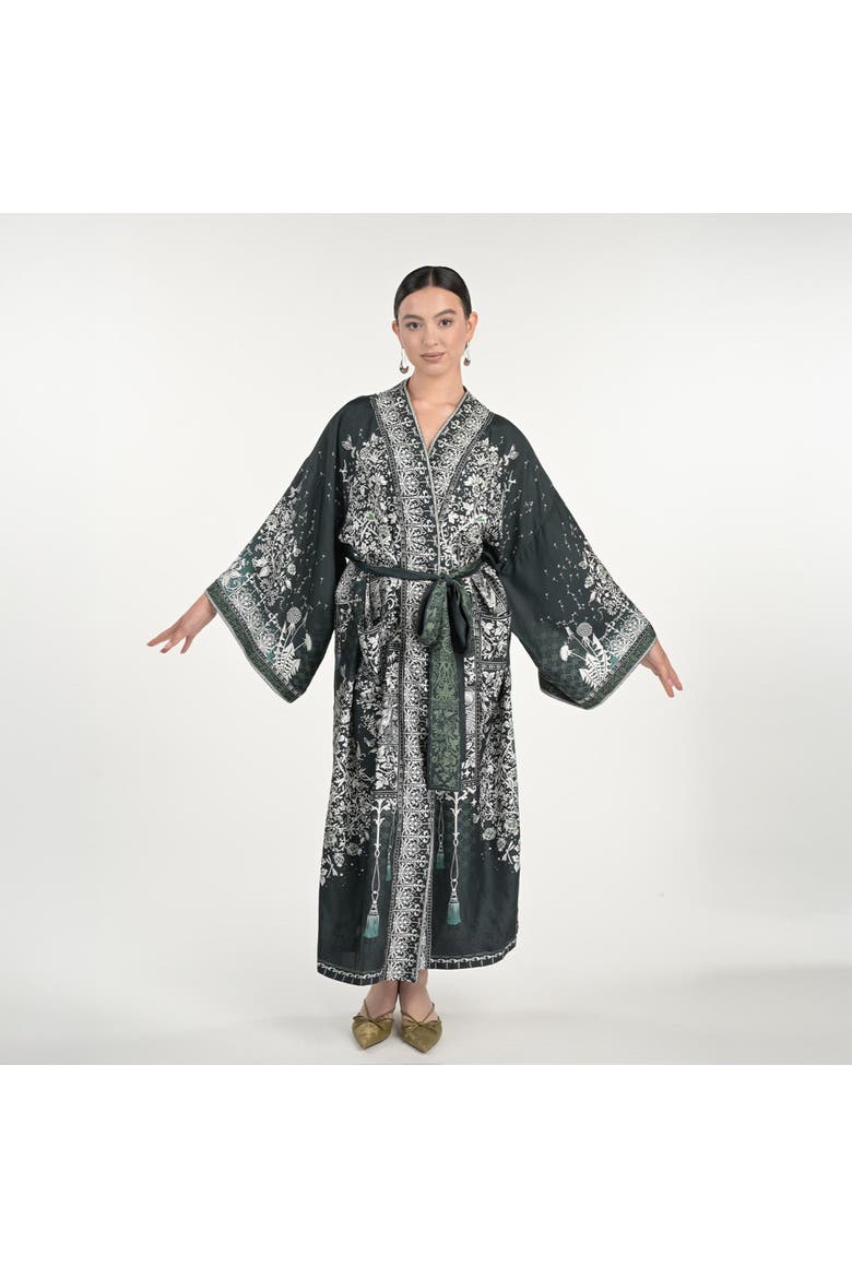 Tree Of Life Silk Robe, Main, color, Green