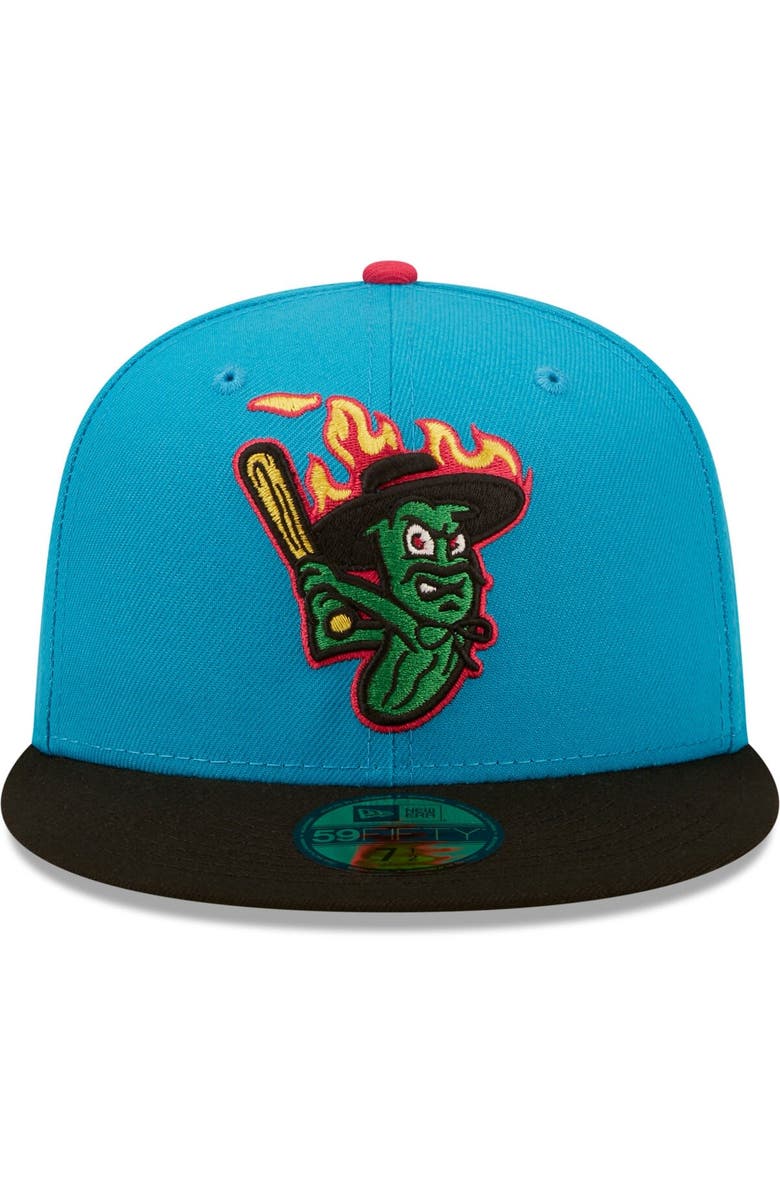 New Era Men's New Era Aqua/Black Pepinillos Picantes del Norte Copa De La Diversion 59FIFTY Fitted Hat, Alternate, color, 