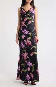 Line & Dot Calluna Floral Print Cowl Neck Maxi Dress