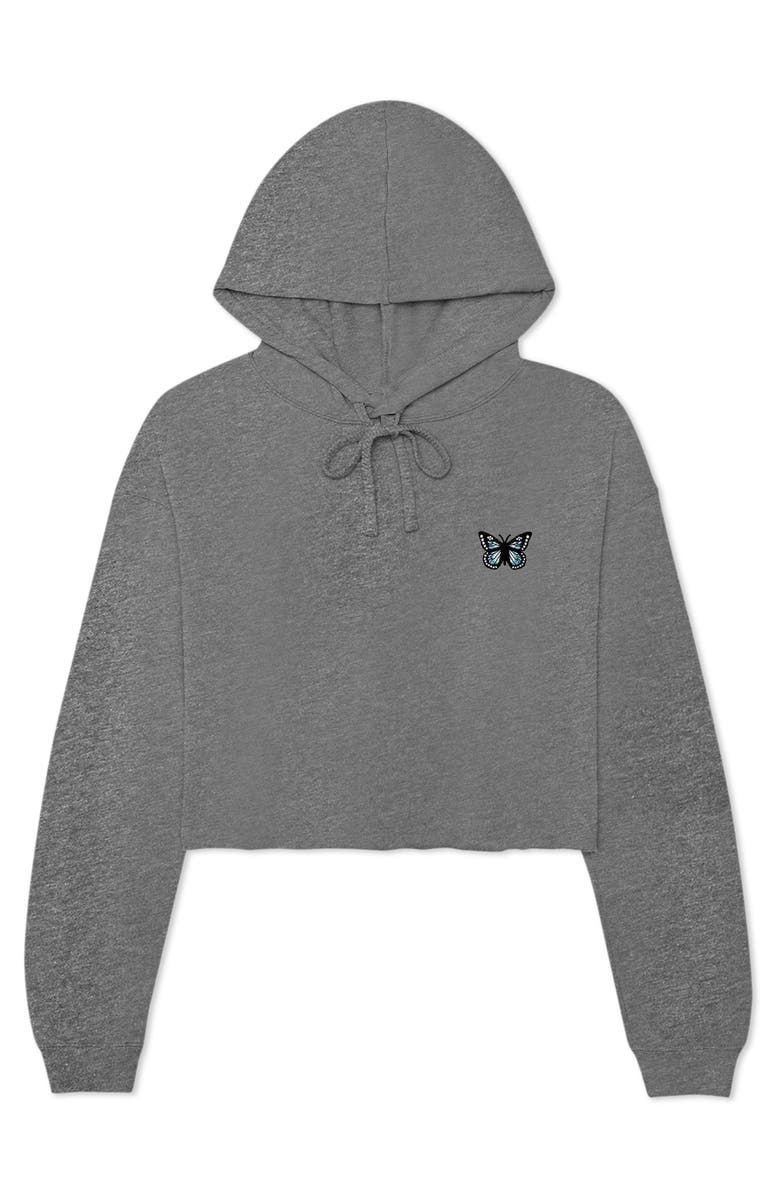Dalix Butterfly Cropped Hoodie, Main, color, Dark Heather