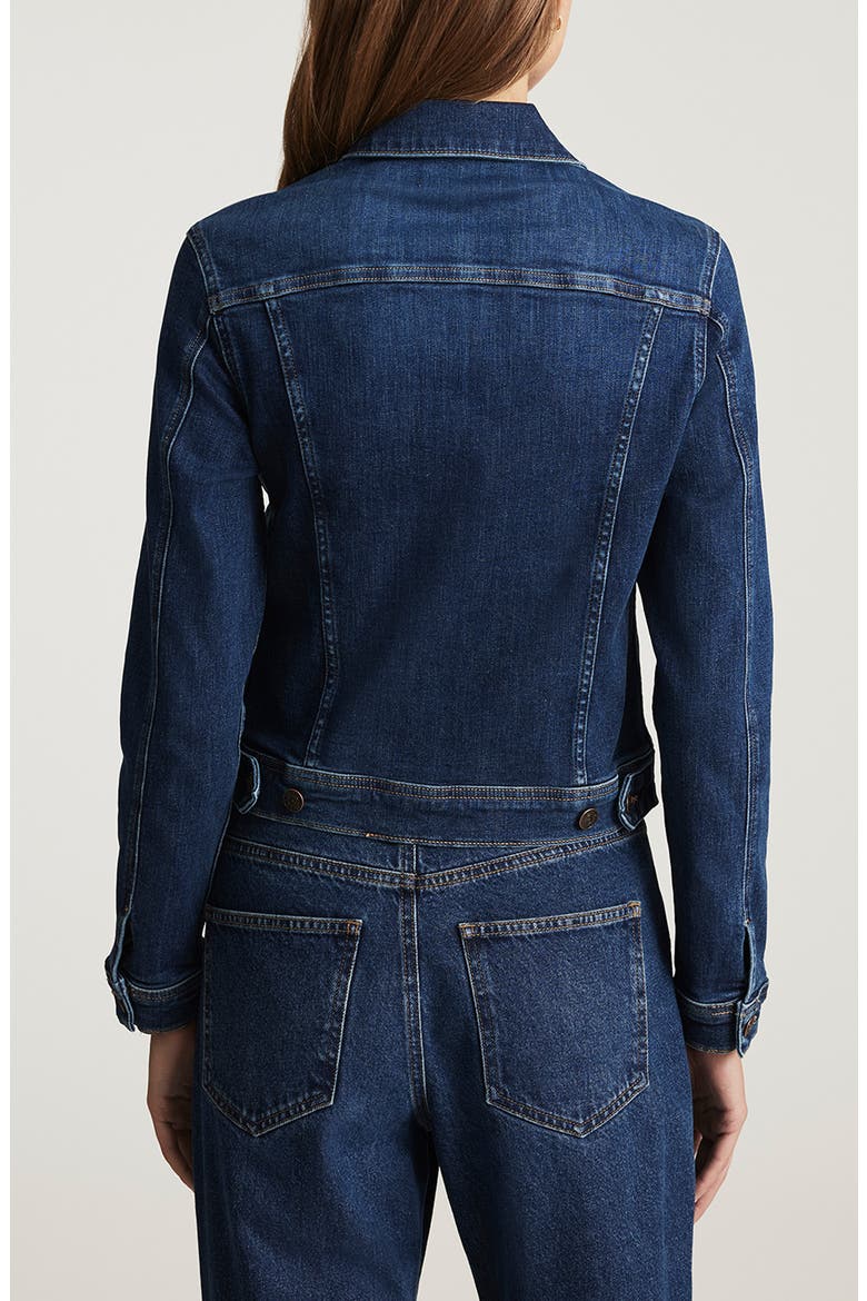 Cecilia Denim Trucker Jacket, Alternate, color, DARK BRUSHED FLEX BLUE