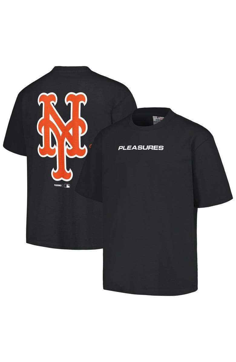 PLEASURES Men's PLEASURES Black New York Mets Ballpark T-Shirt, Main, color,