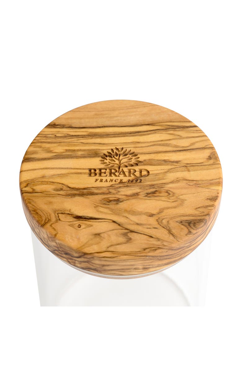 Berard Glass Storage Jar With Olive Wood Lid, 20-ounce, Alternate, color, Brown