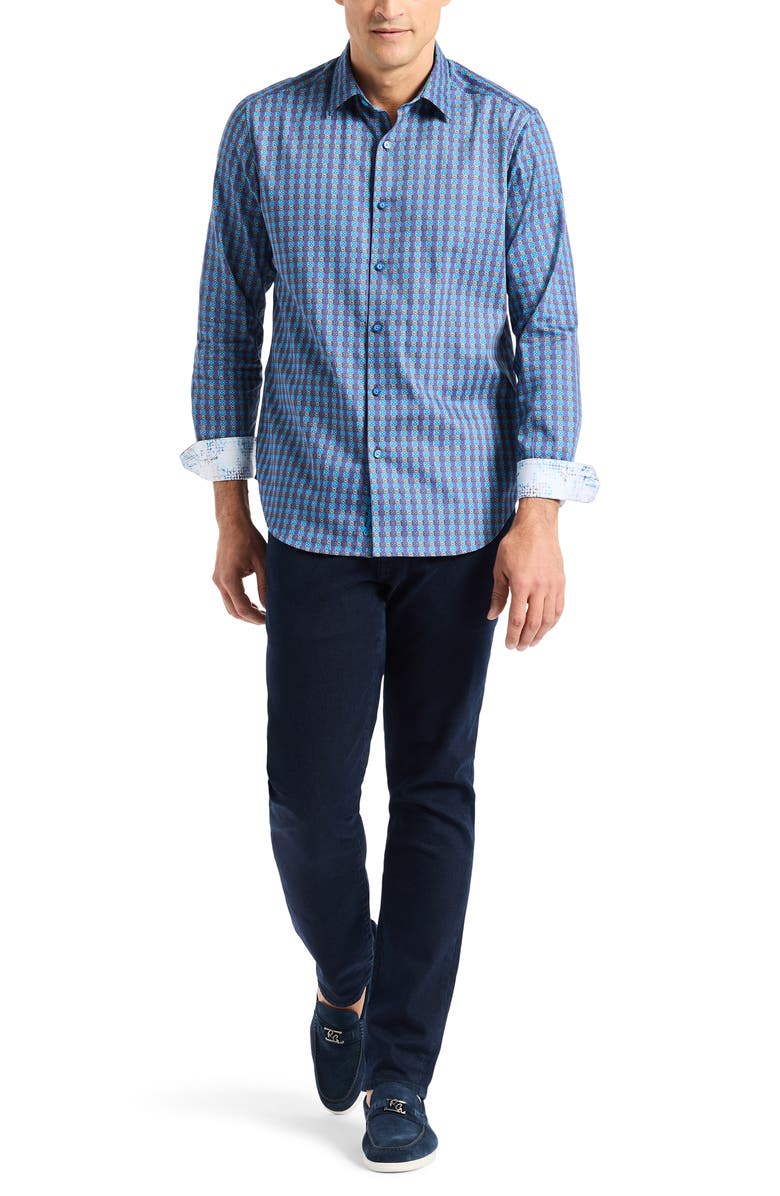 Robert Graham Ostin Cotton Button-Up Shirt, Alternate, color, Berry