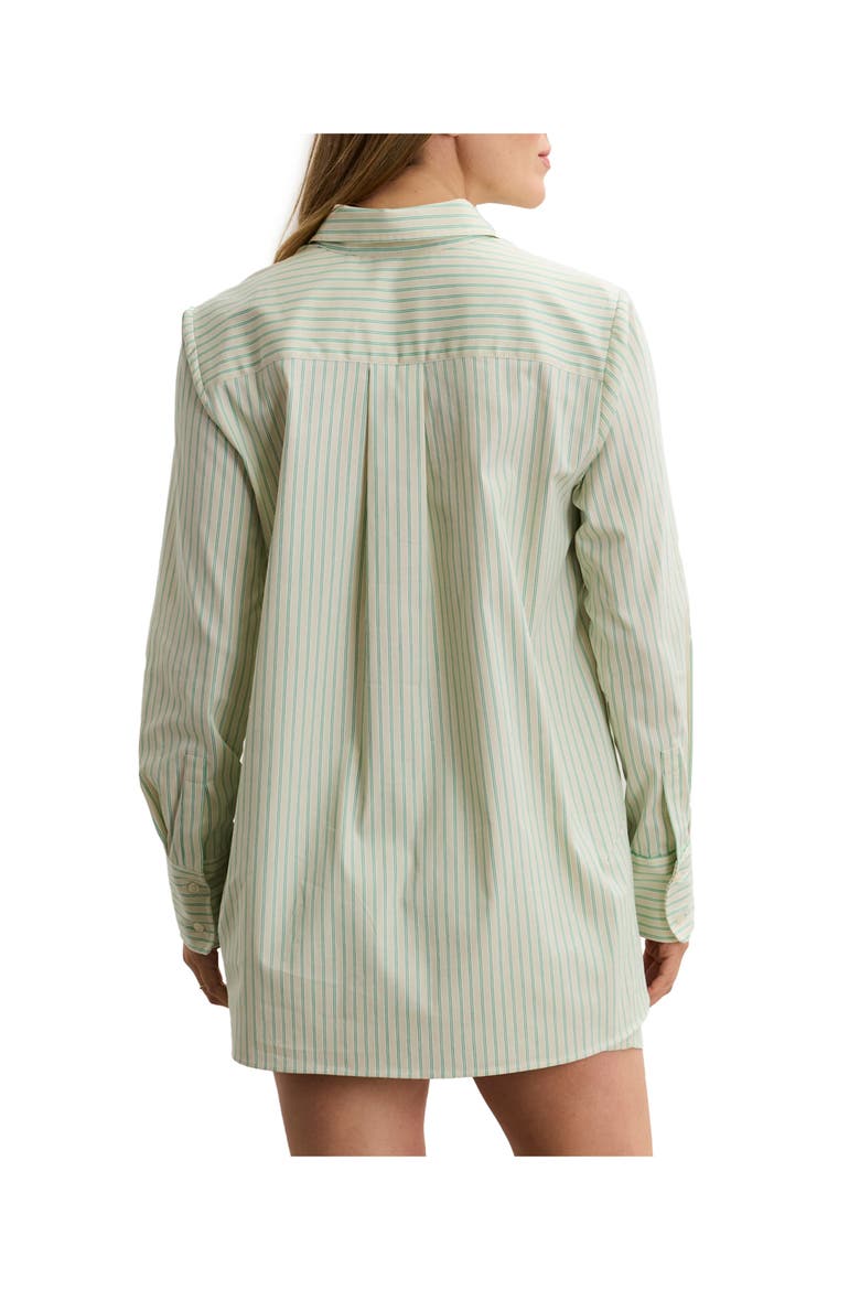 The Classic Buttondown Maternity Shirt, Alternate, color, Cream/Green Stripe