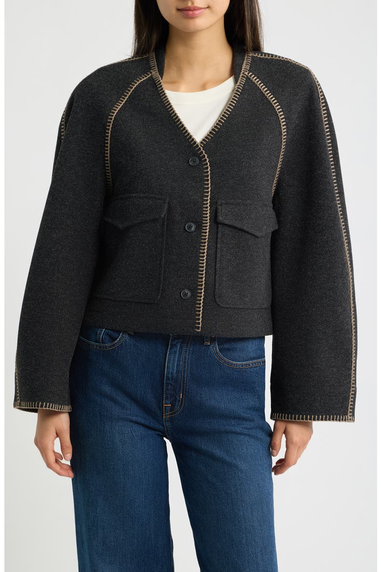 Rina Button-Up Top, Alternate, color, BLACK HEATHER