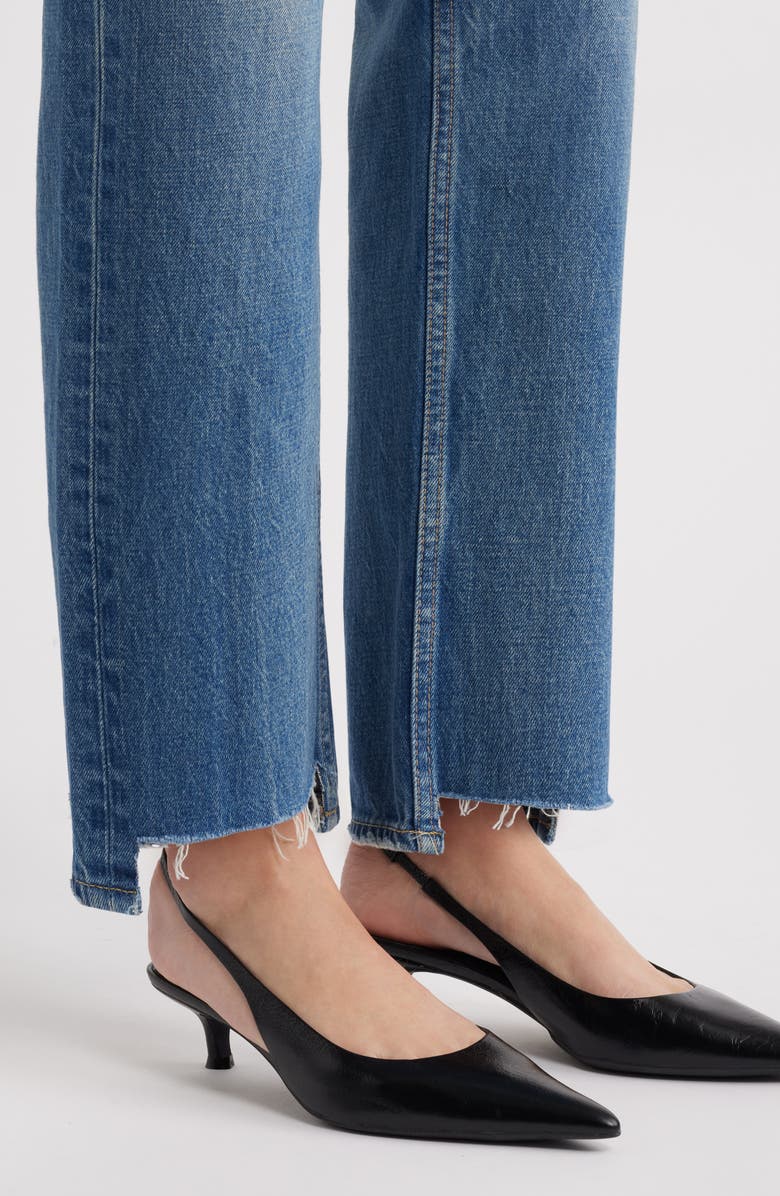 MOUSSY VINTAGE Bethpage Step Raw Hem Straight Leg Jeans, Alternate, color, Blue