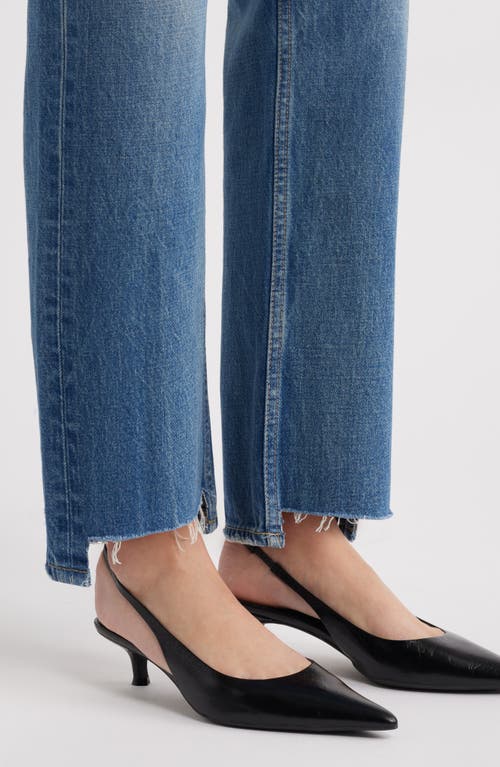 Moussy Vintage Bethpage Step Raw Hem Straight Leg Jeans In Blue