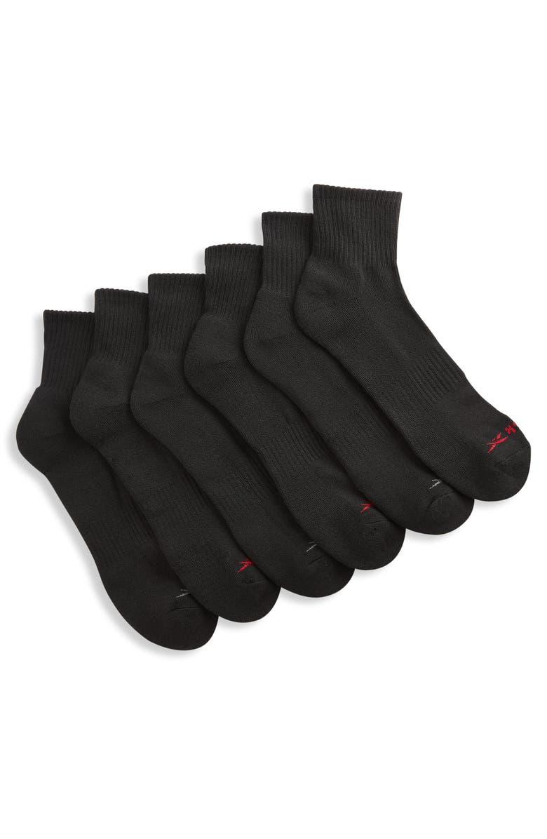 Reebok Big 
Tall Vector 6-pk Quarter-Top Socks, Main, color, Black